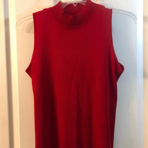 MISOOK Red Mock Neck Sleeveless Shell Top M - Picture 2 of 12